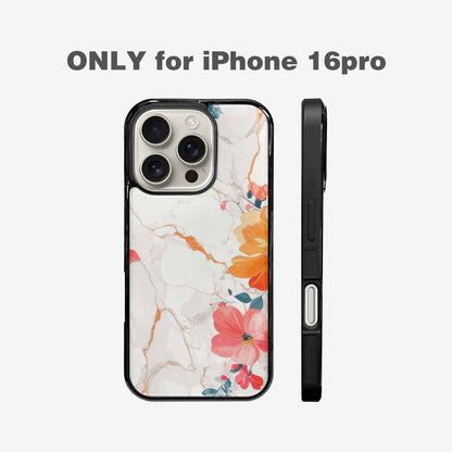 iPhone 16 Pro Case — Marble Floral, Custom Designed Case Cover