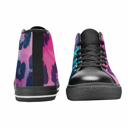 WOMEN'S Leopard Neon Pink Teal Airbrush High Top Canvas Dreamcore Custom Sneakers