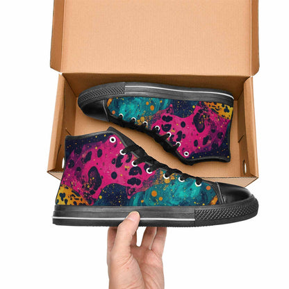 WOMEN'S Leopard Print Galaxy High Top Canvas Dark Academia Custom Shoes