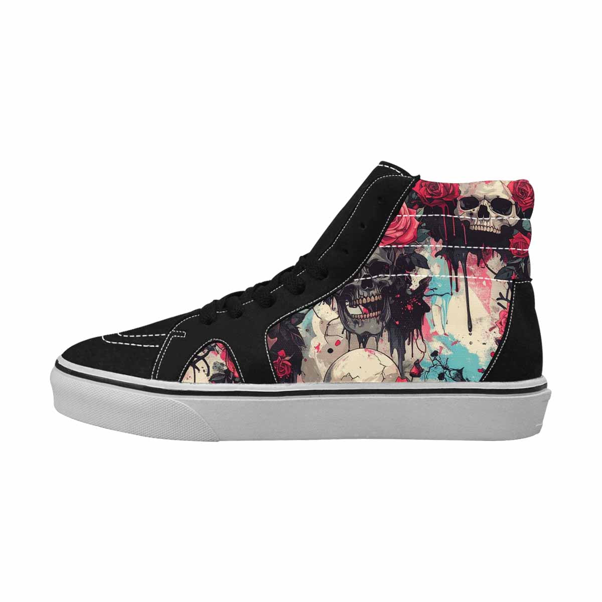 MEN'S Skulls Roses Skulls Roses High Top Canvas Surreal Shoes