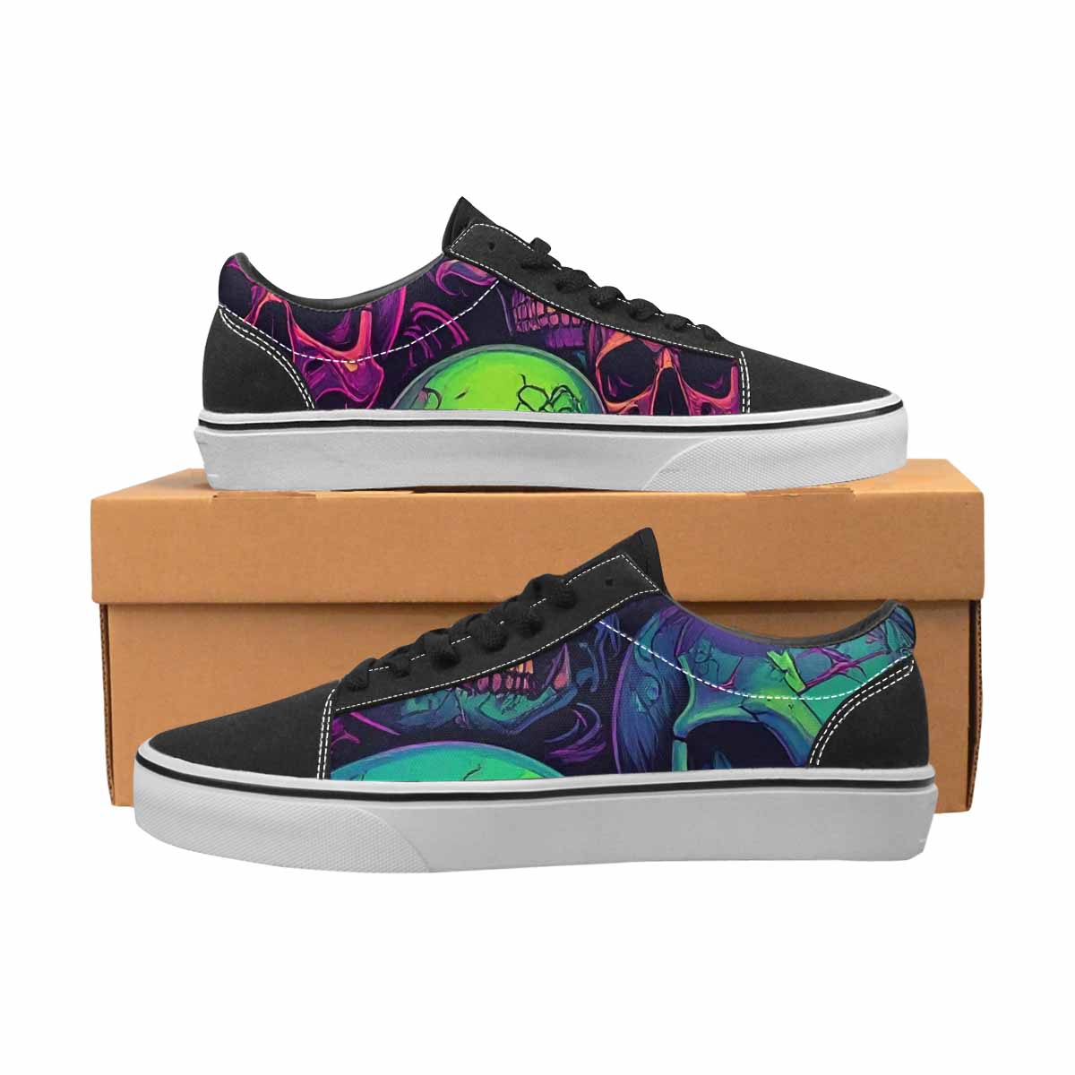 WOMEN'S Skulls - Neon Canvas Lace-Up Vibrant Chaos Sneakers