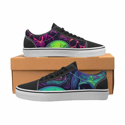 WOMEN'S Skulls - Neon Canvas Lace-Up Vibrant Chaos Sneakers