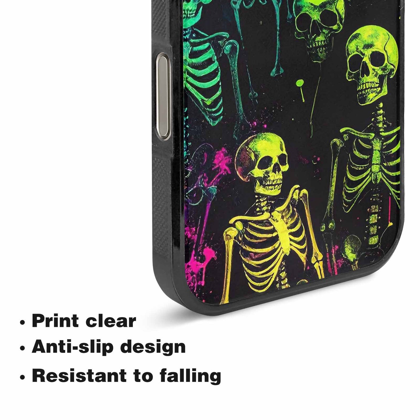 iPhone 16 Pro Max Case — Skeletons Neon Green Glowskele, Custom Phone Case
