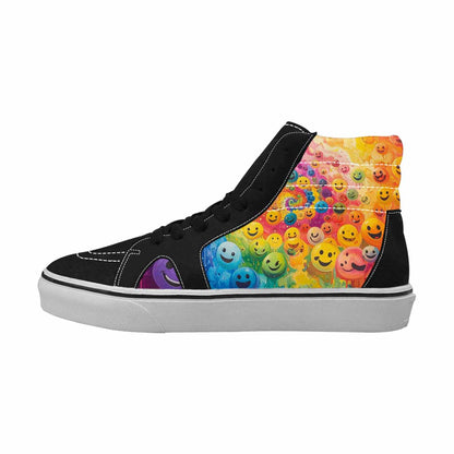 MEN'S Smiley Facessmiley Faces  High Top Canvas Kaleidoscope Sneakers