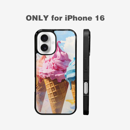 iPhone 16 Case — Collage Of Overlapping Waffle Cone Icecream, Custom Printed Phone Case