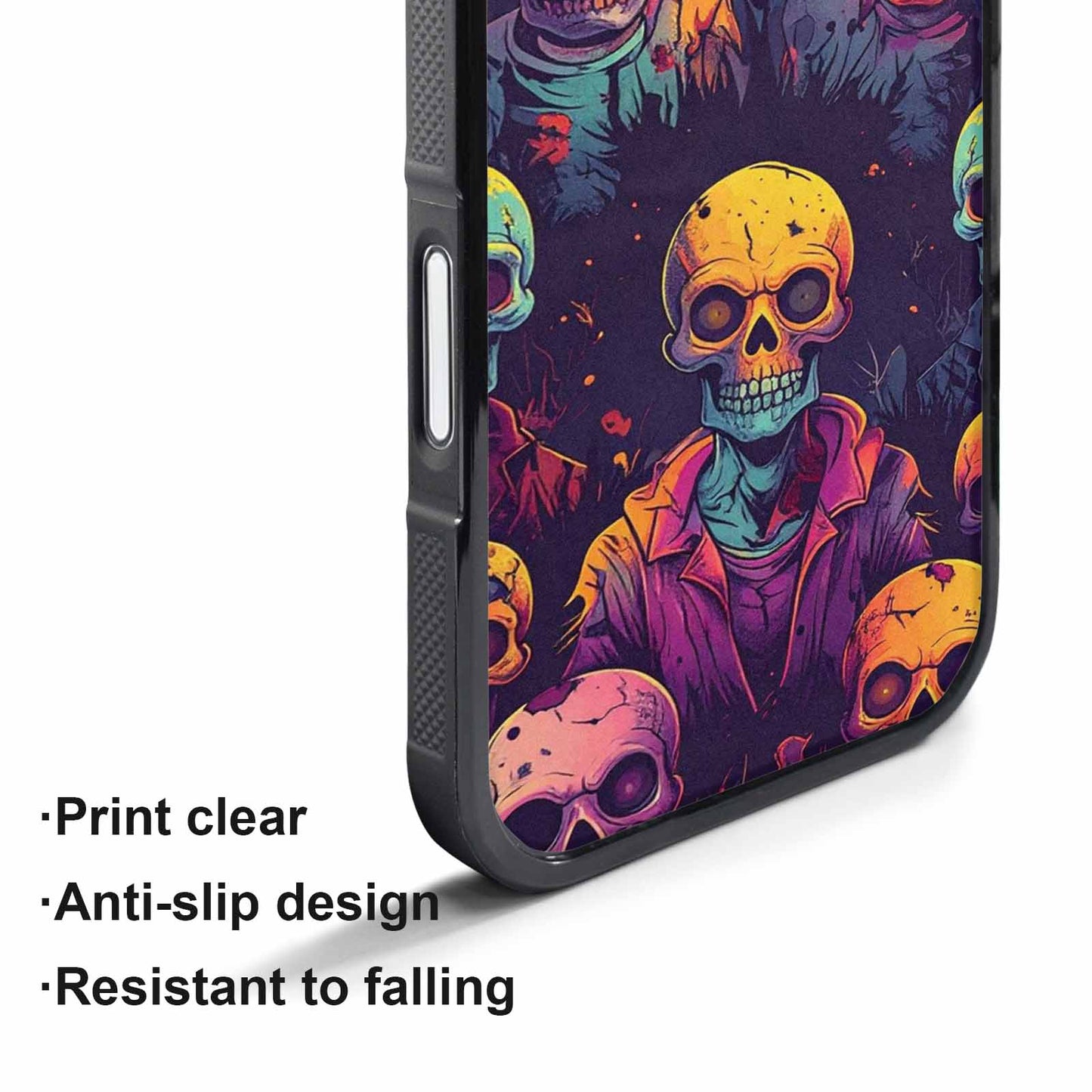 iPhone 17 Pro Max Case — Halloween Zombie Horror Repeat Gothic Skulls, Custom Phone Case