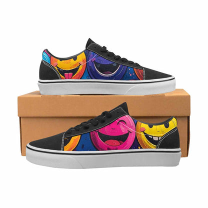 WOMEN'S Melting Moon Smiley Lace-Up Canvas Kaleidoscope Custom Sneakers