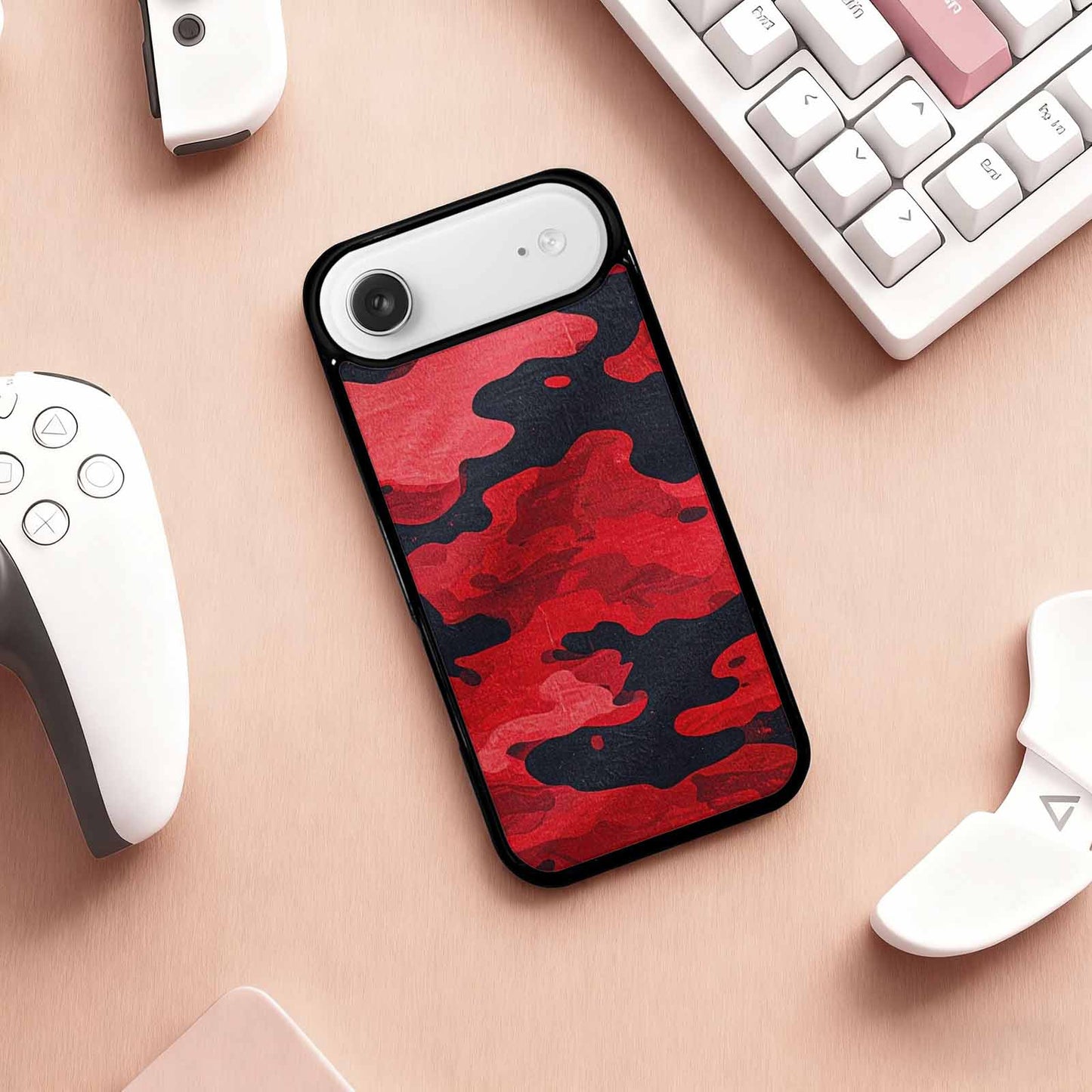 iPhone 17 Air Case — Tactical Camo Red Black Custom Camo, Personalized Phone Case