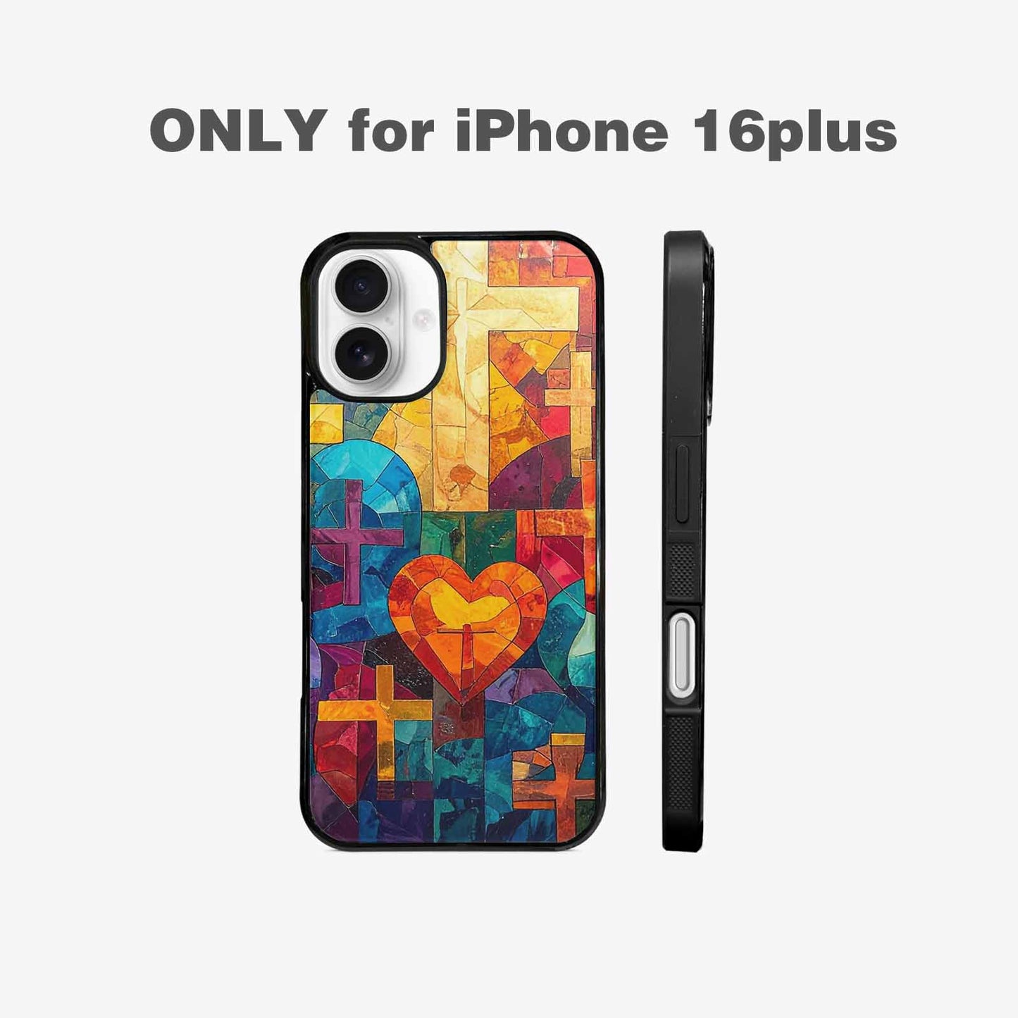 iPhone 16 Plus Case — Faith Cross And Faith Icons Pattern, Custom Print Case Cover