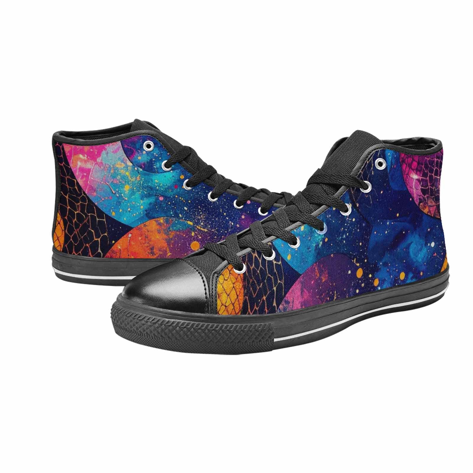 MEN'S Galaxy Snake Print High Top Canvas Vibrant Chaos Sneakers