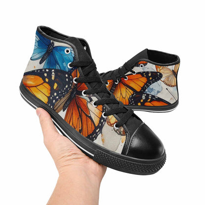MEN'S Butterfly Wing High Top Canvas Neon Fantasy Custom Sneakers
