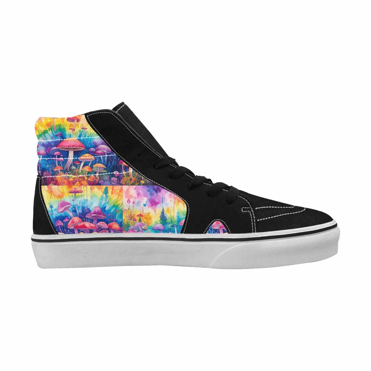 MEN'S Mushrooms  Tie Dye High Top Canvas Vibrant Chaos Custom Sneakers