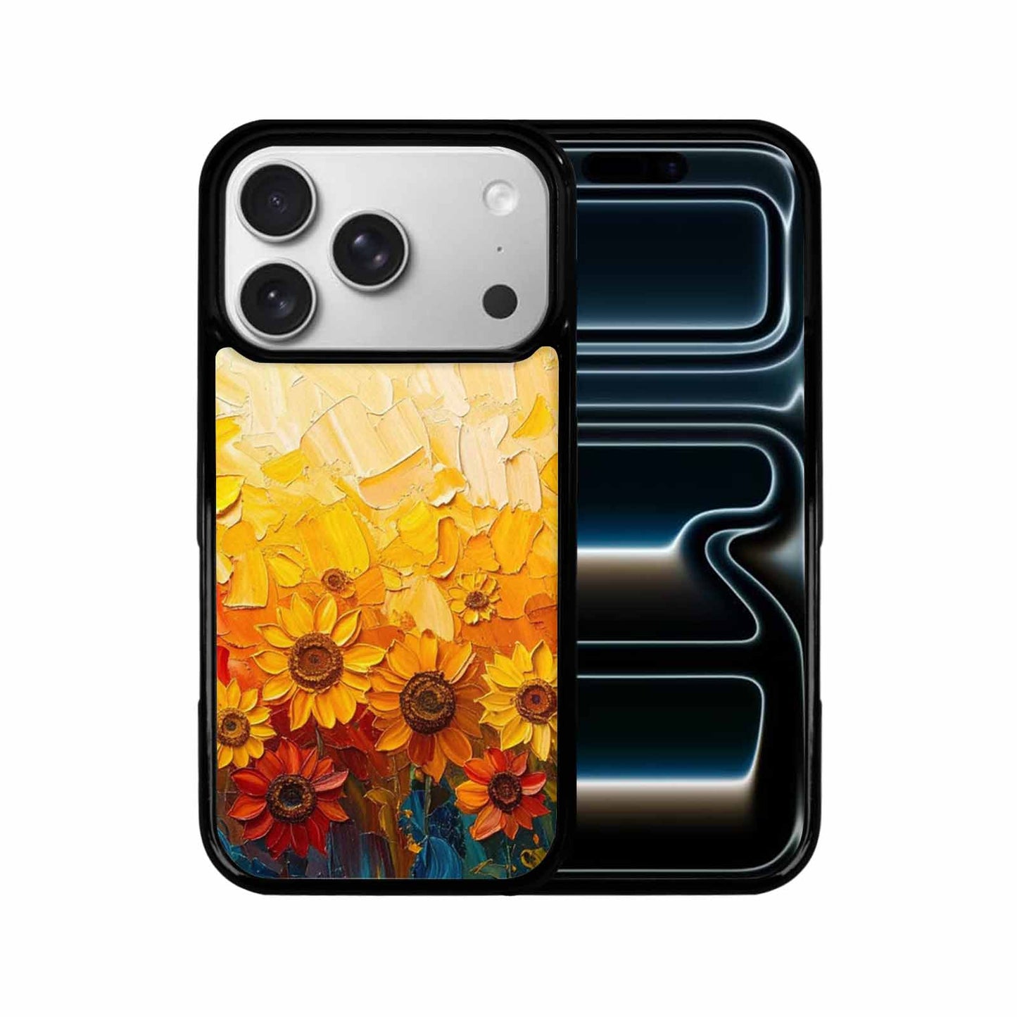 iPhone 17 Pro Case — Impressionist Sunflower Brushstroke Pattern Hundreds Floral, Custom Phone Case