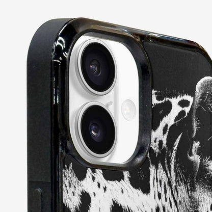 iPhone 16 Case — Leopard Print Black And White Style, Custom Print Case Cover