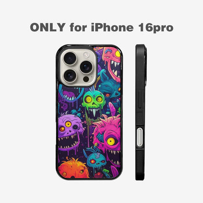 iPhone 16 Pro Case — Mixed Toxic Glow Creature Pattern Hundreds, Unique Phone Case Design