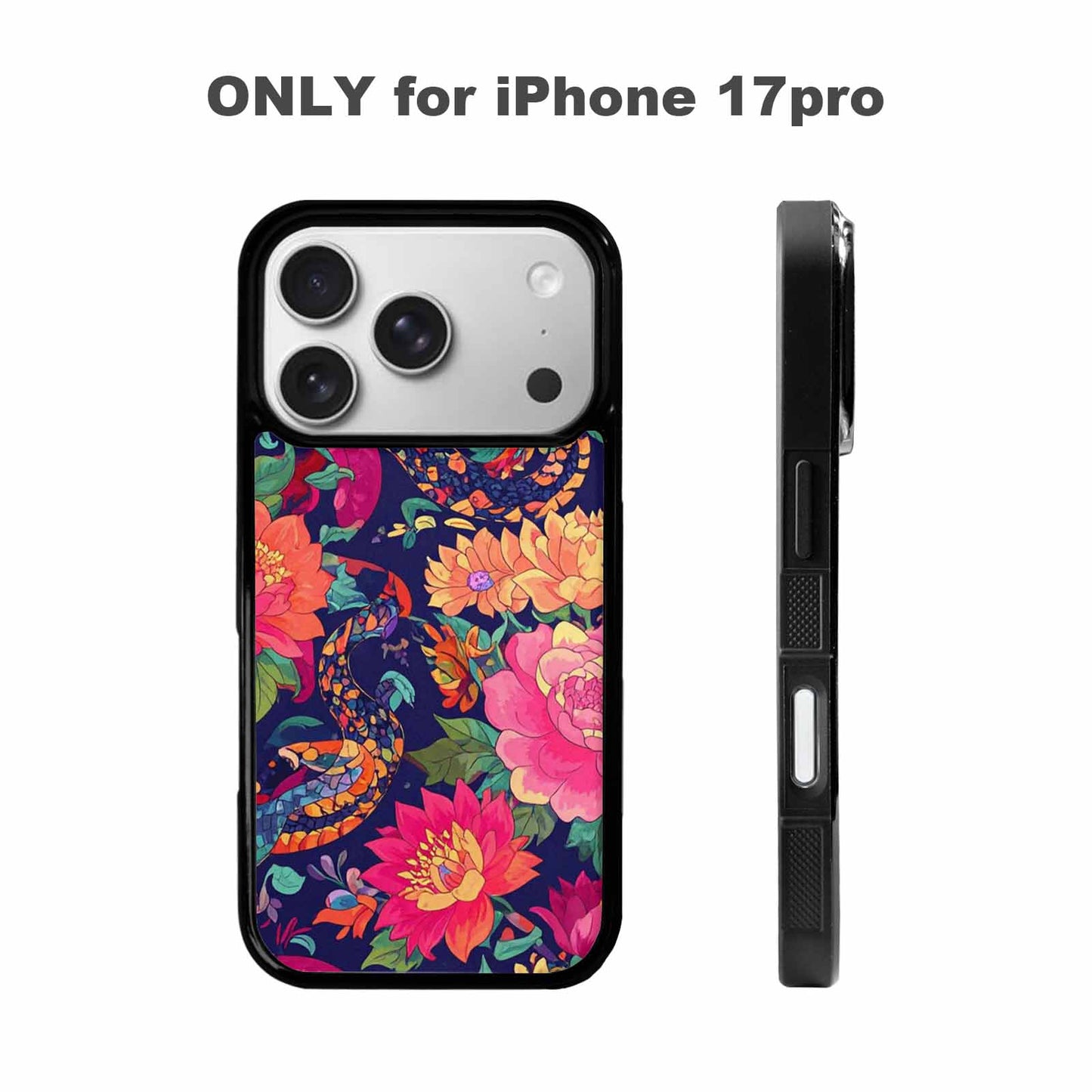 iPhone 17 Pro Case — Snakes Print Floral Seamless Pattern Floral, Custom Made Phone Cover