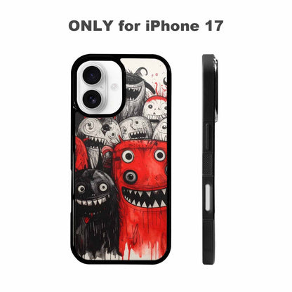 iPhone 17 Case — Black &amp; Red Ink Cartoon Cute, Original Design Phone Case