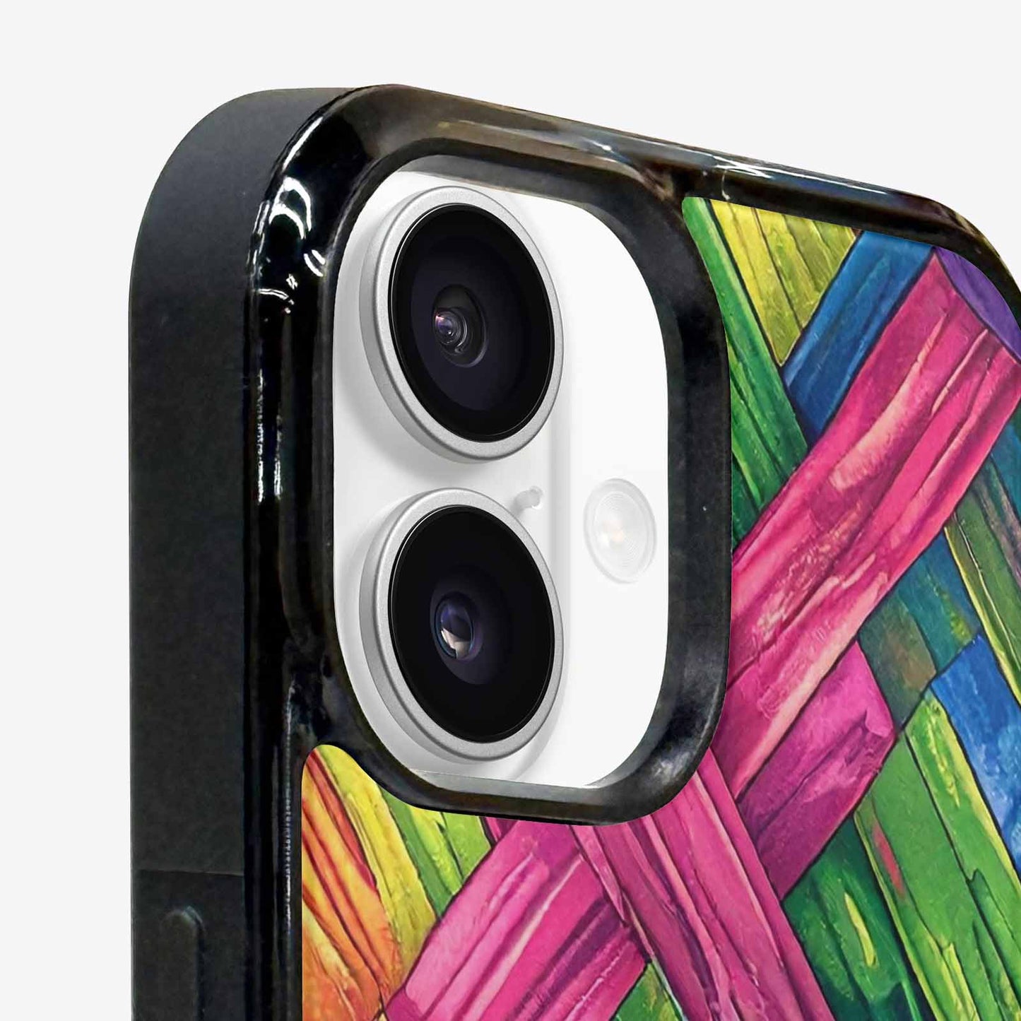 iPhone 16 Case — Polysexual Flag Color Theme Small Rainbow, Custom Designed Case Cover