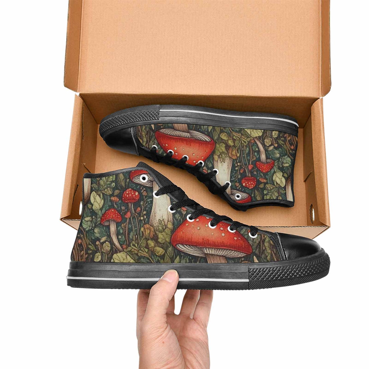 MEN'S Mushroom High Top Canvas Vibrant Chaos Shoes