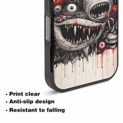 iPhone 16 Pro Case — Multi Eye Monster Black Red Ink, Custom Printed Phone Case