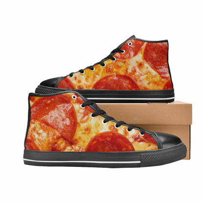 MEN'S Pepperoni Pizza Print High Top Canvas Vivid Custom Sneakers