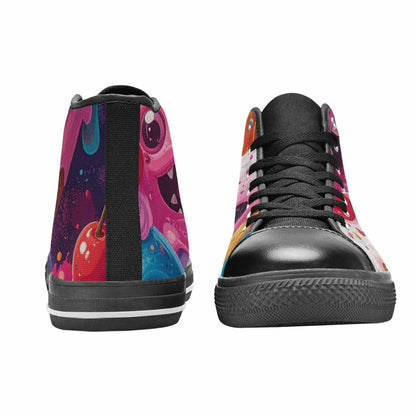 WOMEN'S Melting Icecream Monster Cherry High Top Canvas Wallpaper Art Custom Sneakers