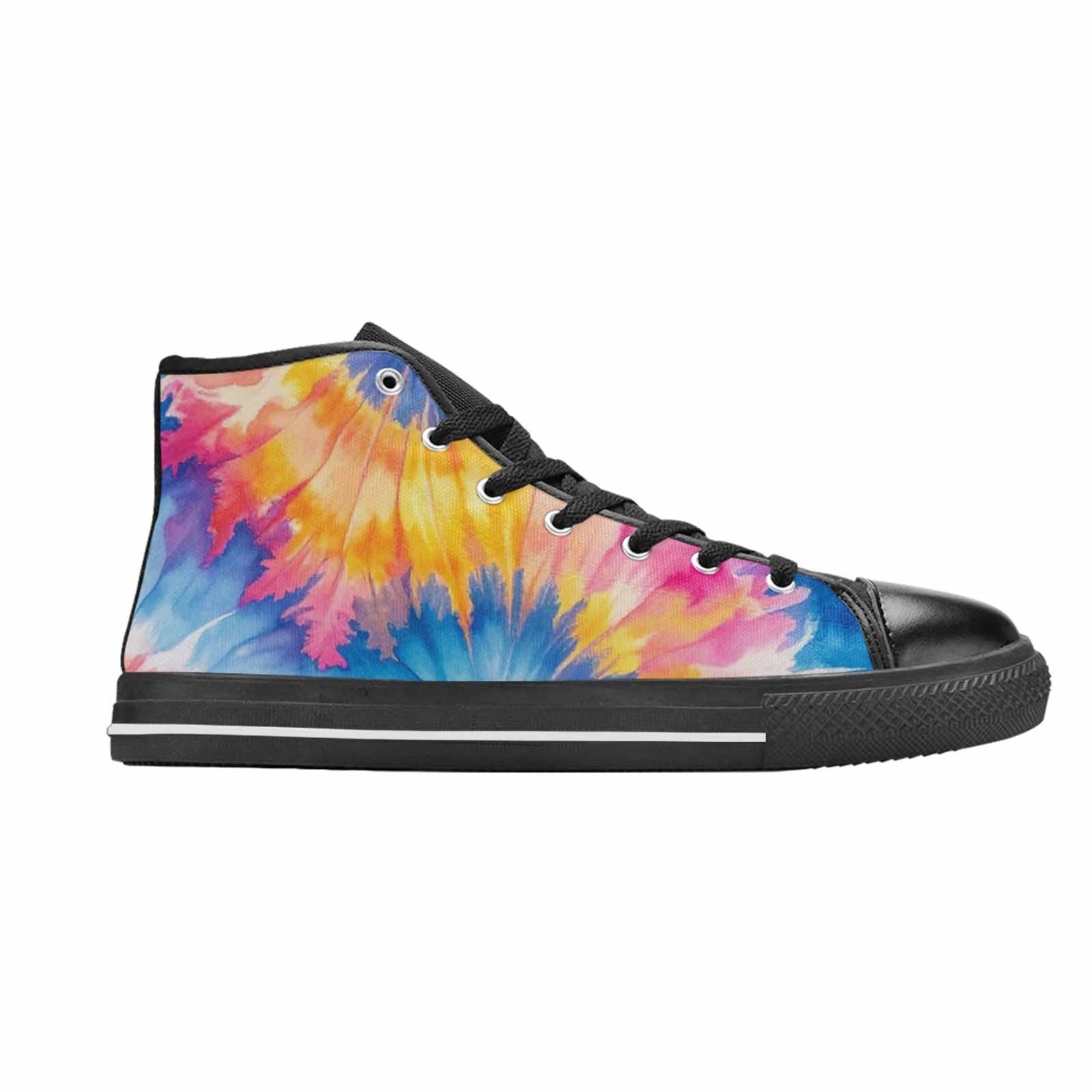 MEN'S Tie Dye Swirl High Top Canvas Vibrant Chaos Custom Sneakers
