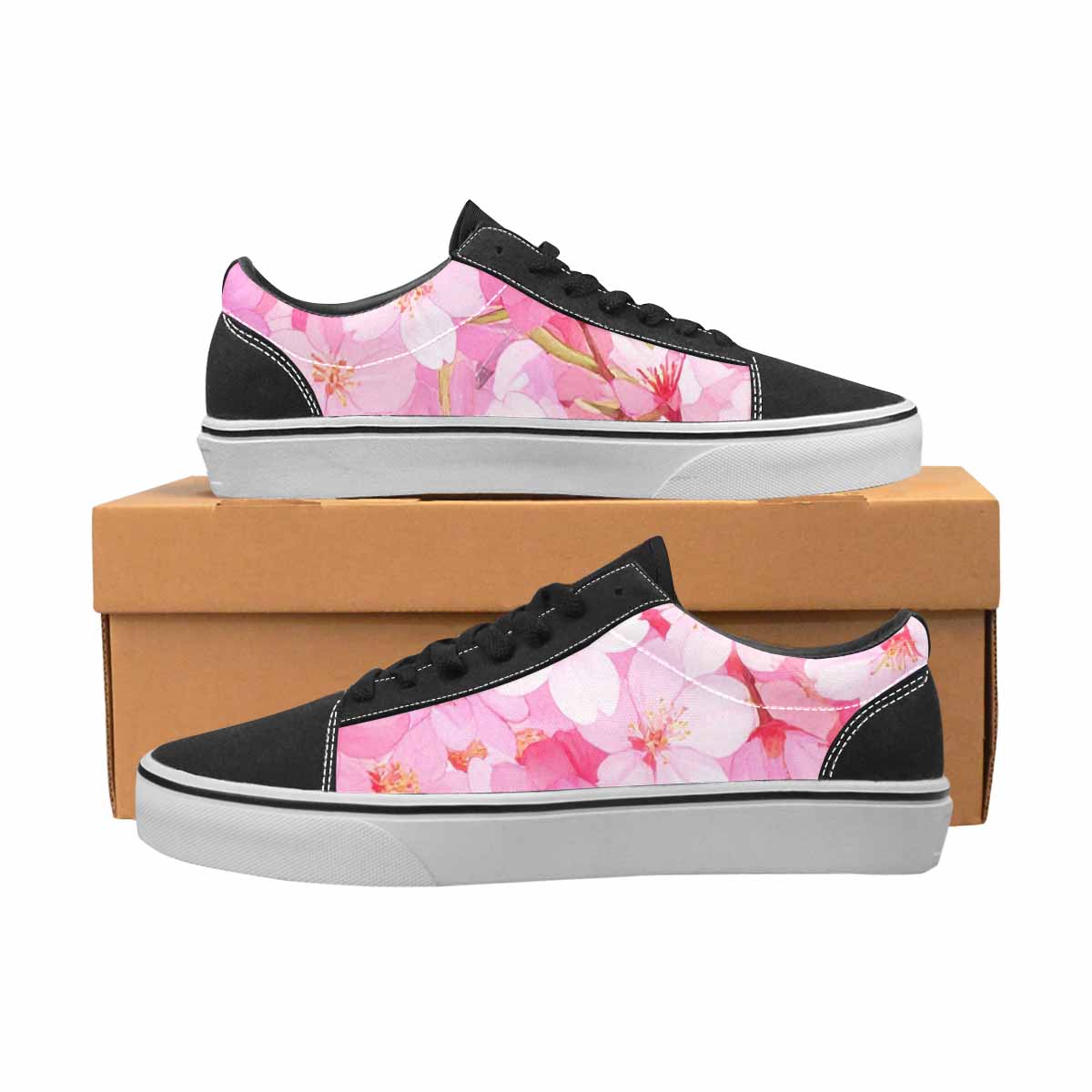 WOMEN'S Cherry Blossom Branch Cherry Lace-Up Canvas Vibrant Chaos Sneakers