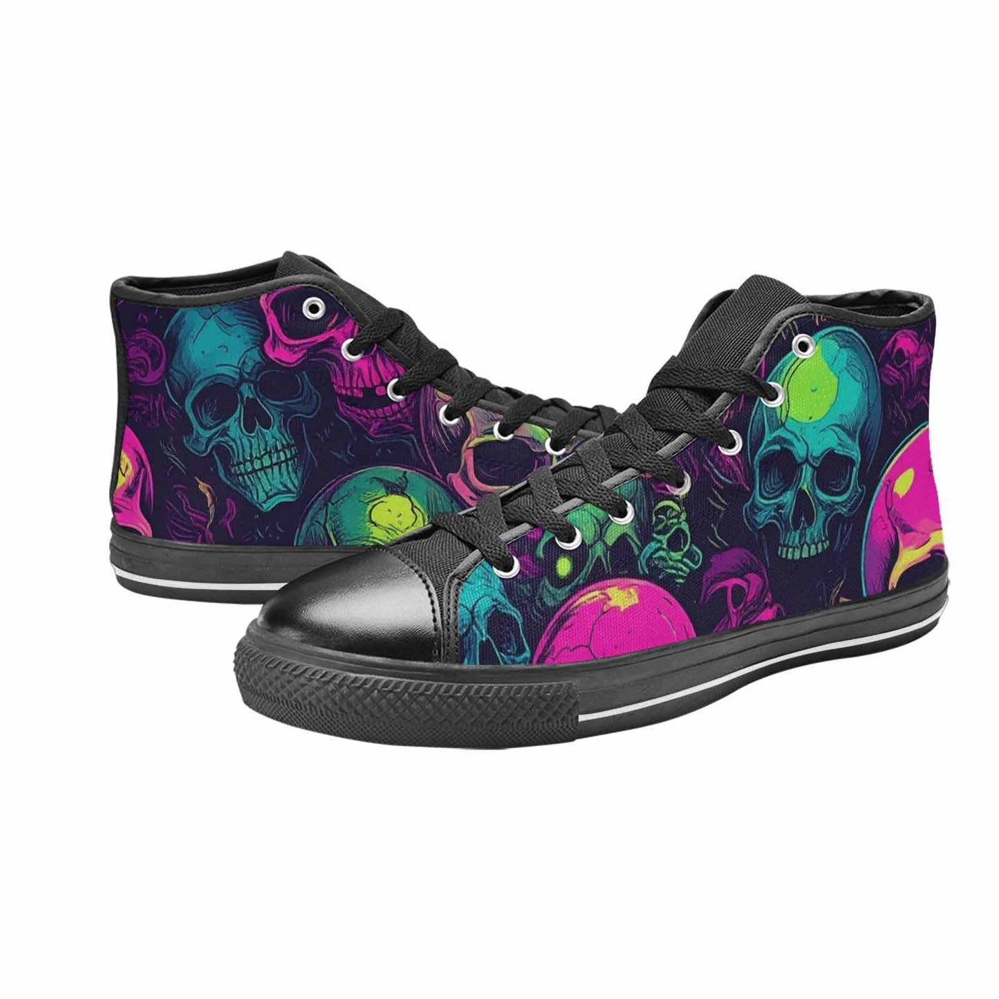 MEN'S Skulls - Neon High Top Canvas Wallpaper Art Sneakers