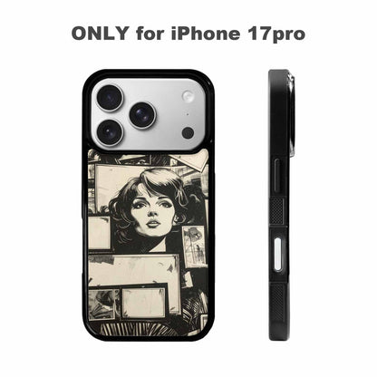 iPhone 17 Pro Case — Black And White Solid Black Retro, Custom Phone Case