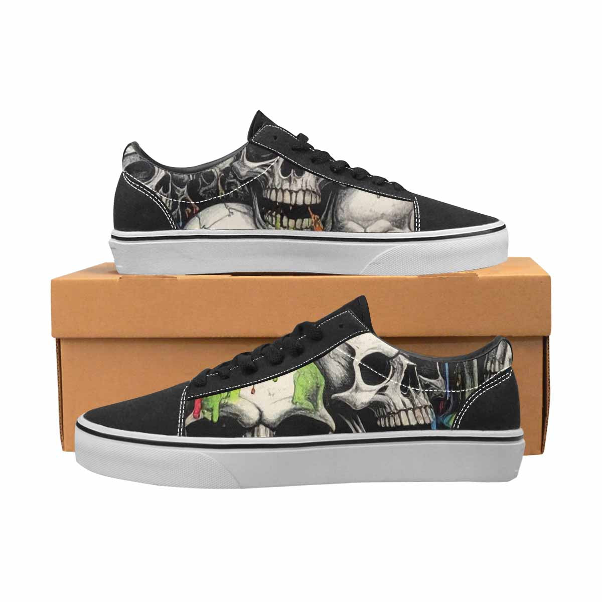 WOMEN'S Rainbow From Skull S Lace-Up Canvas Vibrant Chaos Sneakers