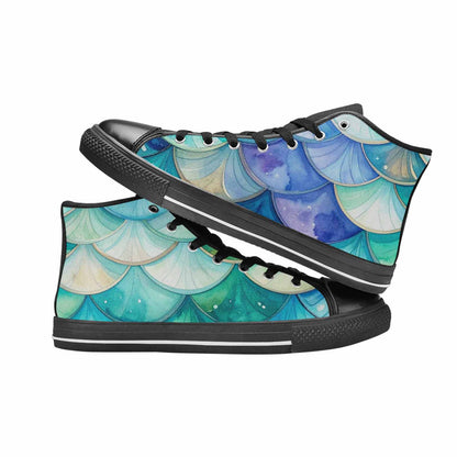 MEN'S Mermaid Scale High Top Canvas Aesthetic Sneakers