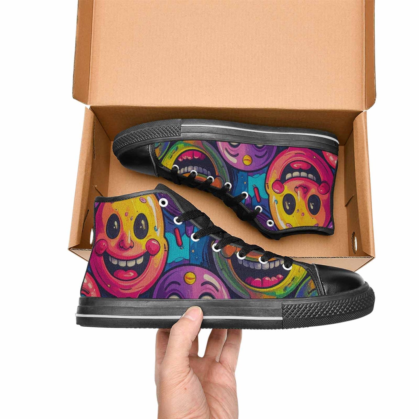 MEN'S Funny Looking Cartoon High Top Canvas Cottagecore Custom Sneakers