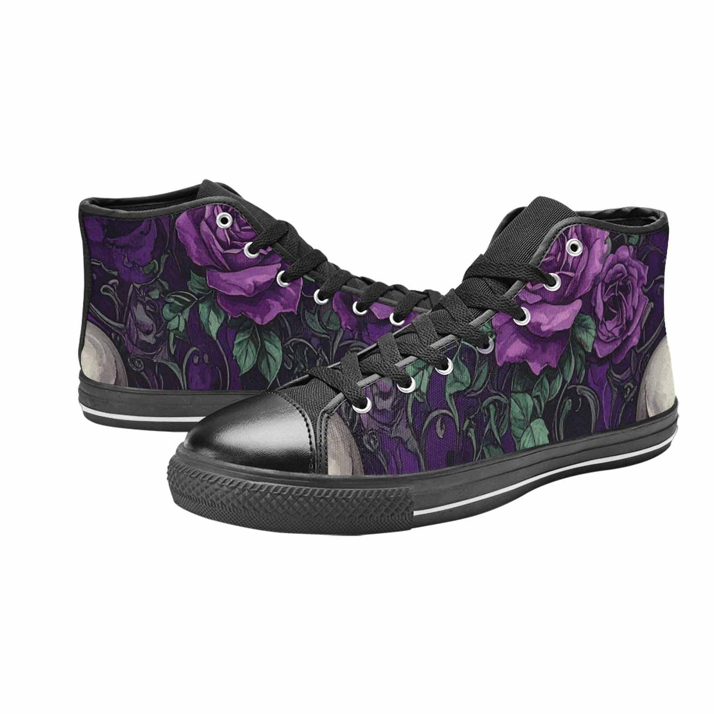 WOMEN'S Skulls Roses Gothic Filigree High Top Canvas Cottagecore Custom Shoes