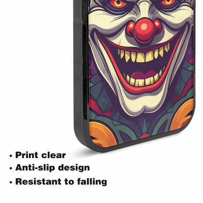 iPhone 15 Plus Case — Evil Circus Heads Faces Overlapping Patterns, Custom Made Phone Cover