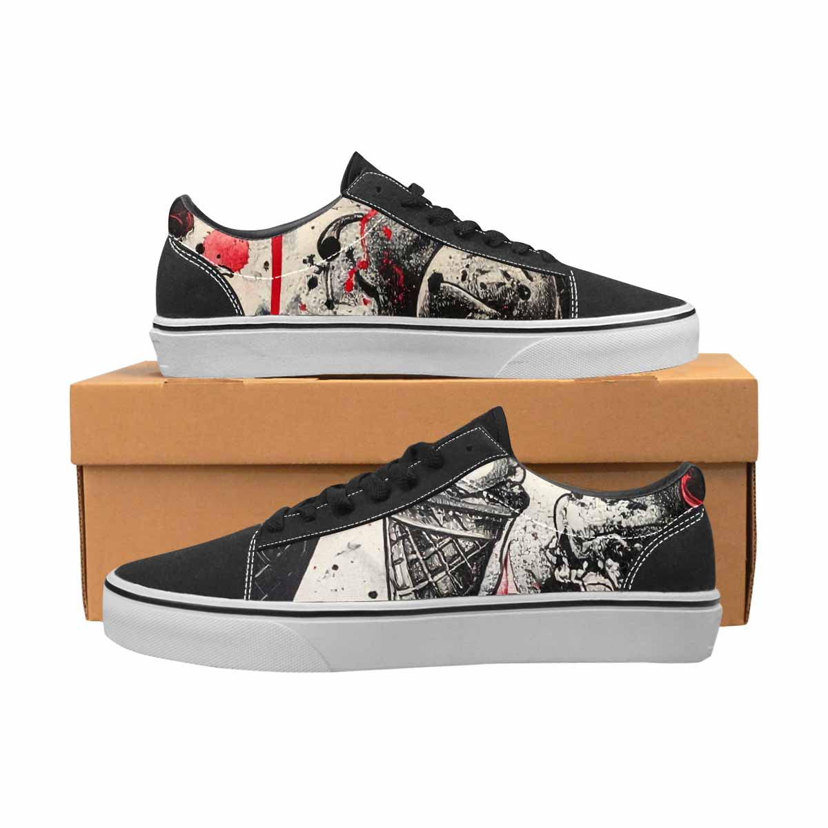 WOMEN'S Ice Cream Motif Lace-Up Canvas Cottagecore Custom Sneakers