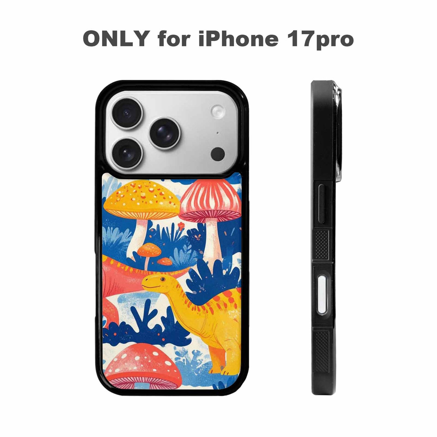 iPhone 17 Pro Case — Vintage Dinosaurs Mushroom Retro Vintage, Custom Designed Case Cover