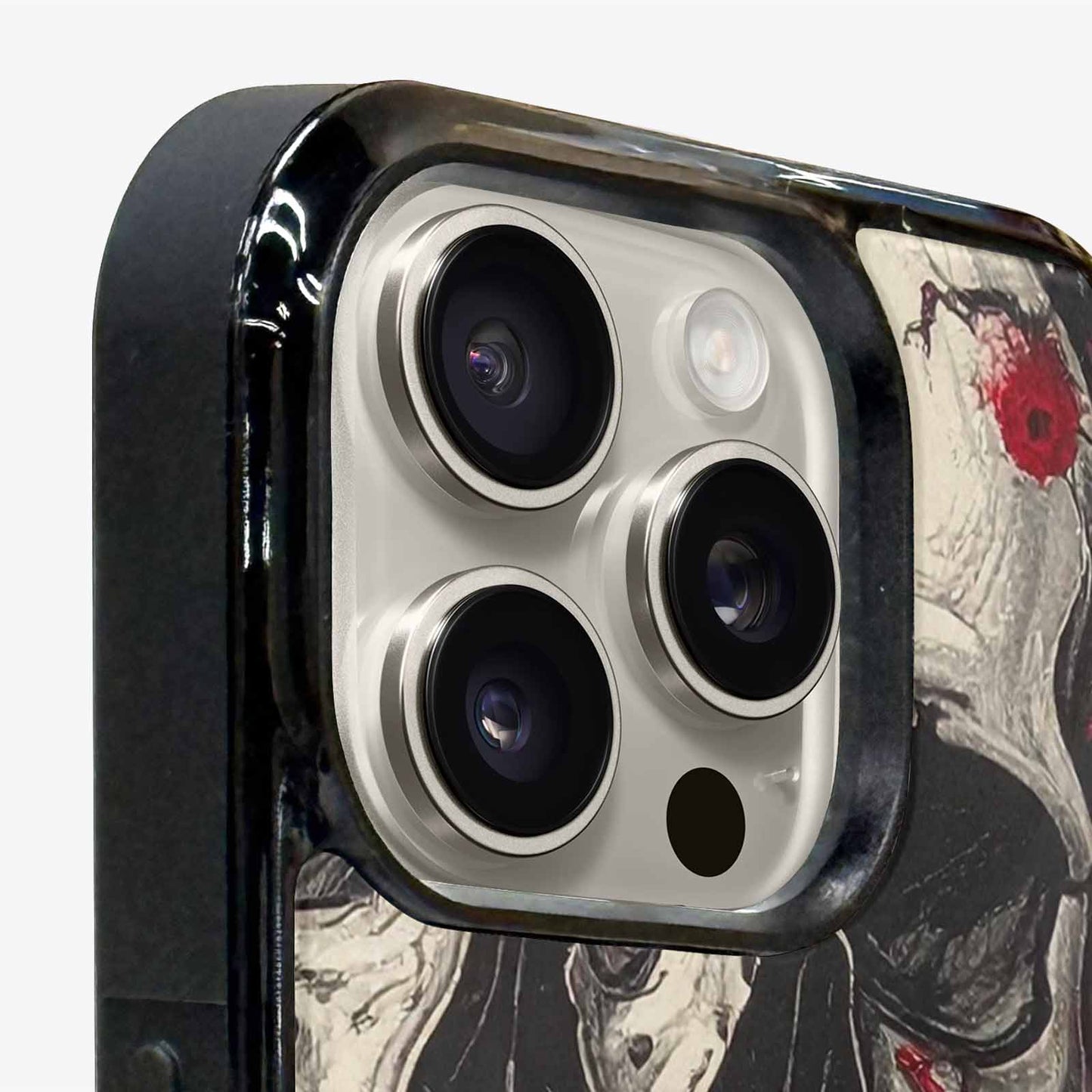 iPhone 16 Pro Max Case — Skull And Roses Black Red Ink, Custom Art Phone Cover