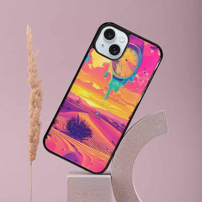 iPhone 15 Plus Case — Surrealist Dreamscape Pattern Melting Clocks Desert, Unique Phone Case Design
