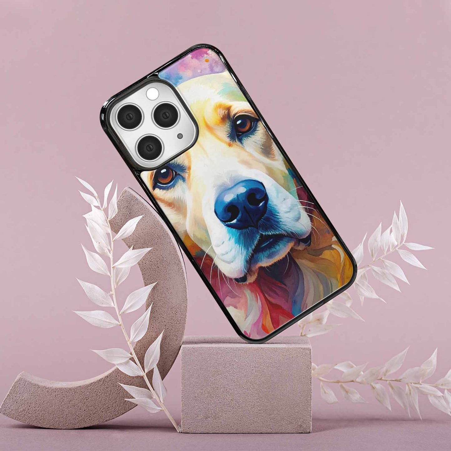 iPhone 15 Pro Max Case — Golden Retriever Watercolor Art Pattern Personalized, Custom Printed Phone Case
