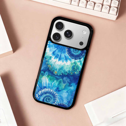 iPhone 17 Pro Case — Tie Dye Ocean Blues Blended Tie, Customized Protective Case