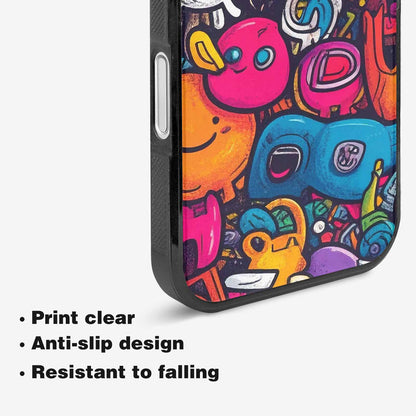 iPhone 16 Case — Hand Drawn Icon Doodle Pattern Hundreds, Unique Phone Case Design