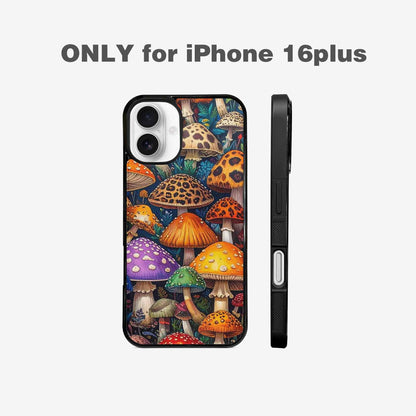 iPhone 16 Plus Case — Mushrooms Pattern Hundreds Of 0x7, Custom Print Case Cover