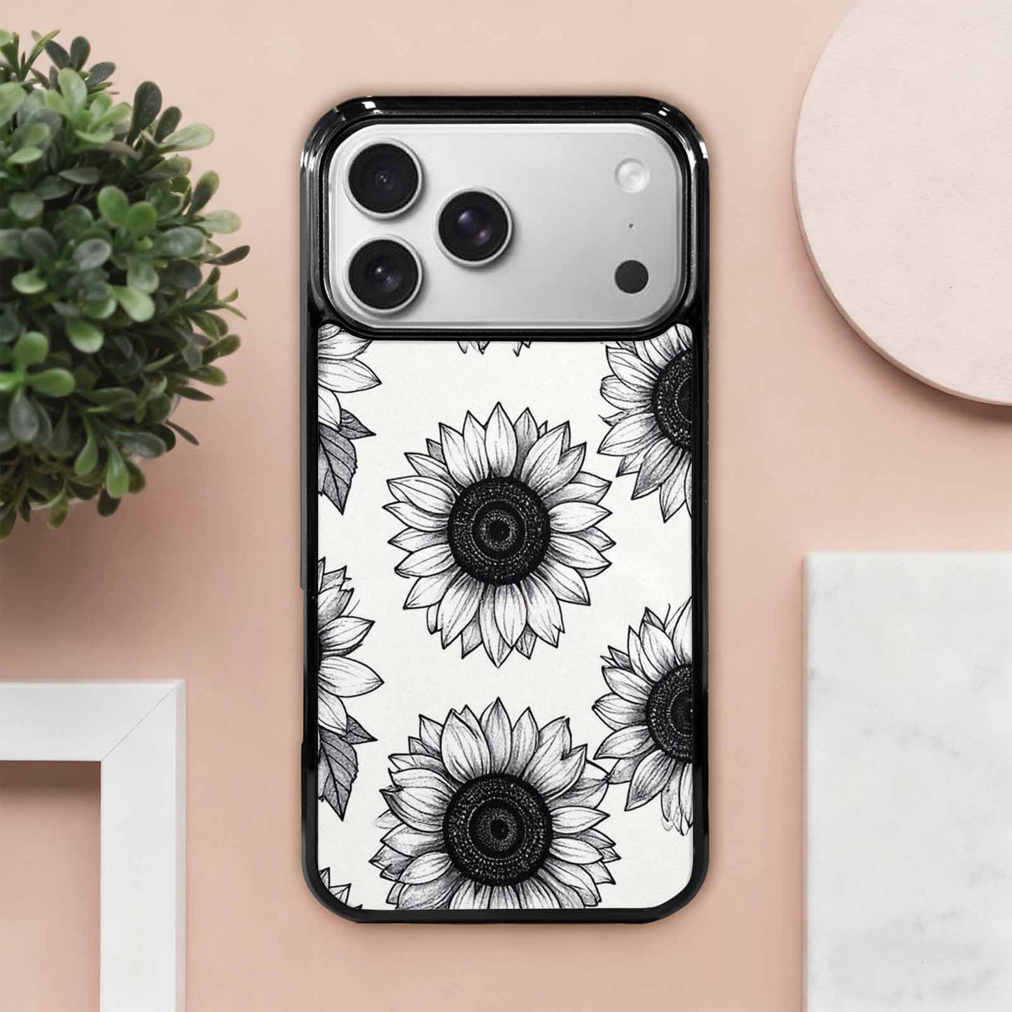 iPhone 17 Pro Max Case — Minimalist Black Line Art Floral, Unique Phone Case Design