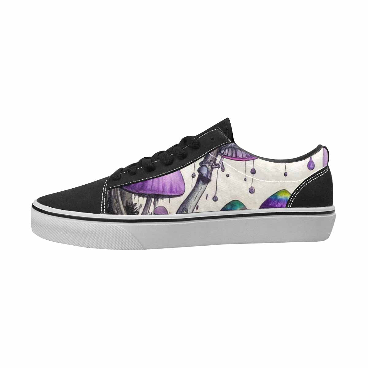 MEN'S Mushrooms Black & Purple Ink Canvas Wearable Art Wallpaper Art Shoes