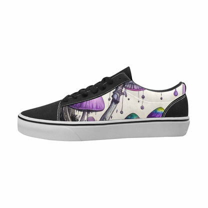 MEN'S Mushrooms Black & Purple Ink Canvas Wearable Art Wallpaper Art Shoes