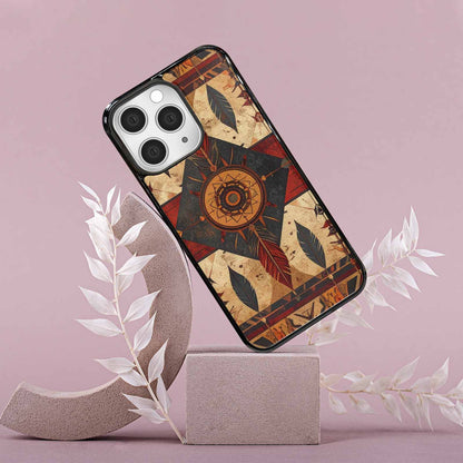 iPhone 15 Pro Max Case — Native American Geometric Pattern Arrows Feathers, Personalized Phone Case