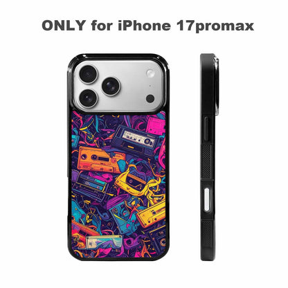 iPhone 17 Pro Max Case — Retro Cassette Tape Pattern Retro Vintage, Custom Print Case Cover