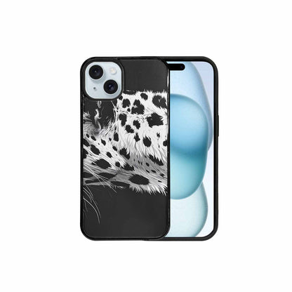 iPhone 15 Plus Case — Leopard Print Black And White Style, Custom Phone Case