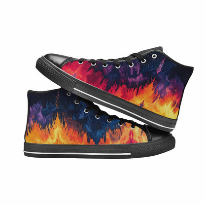 WOMEN'S Tie Dye Dark High Top Canvas Vibrant Chaos Custom Sneakers